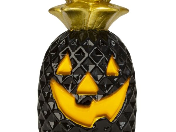 DEK Freaky Halloween moliūgas juodas ir auksinis su LED lempute h=16cm