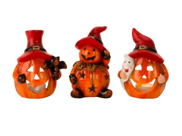 DEK Moliūgas 1x puošmena, 2x arbatinė žvakė h=12cm p=8-10cm