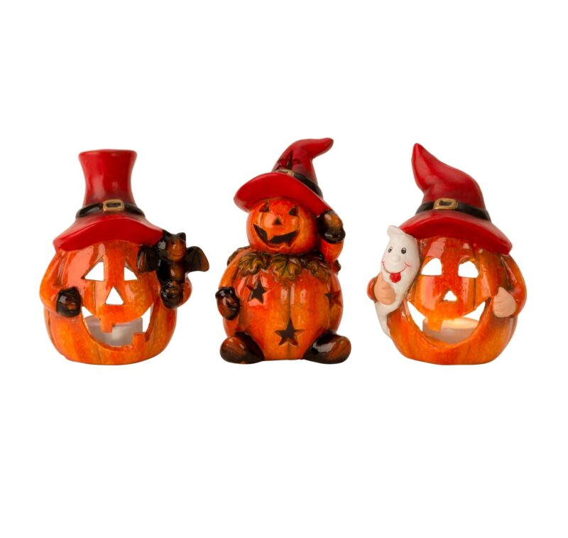 1645 DEK Moliūgas 1x puošmena, 2x arbatinė žvakė h=12cm p=8-10cm