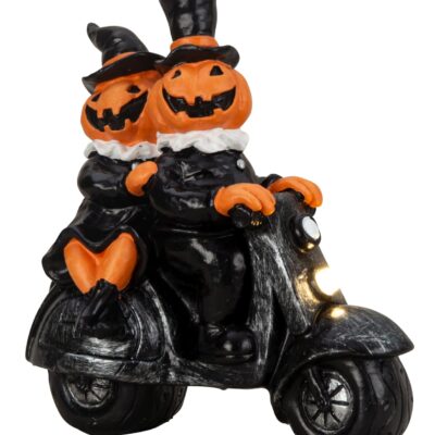 Helovino figūrėlės ant motociklo su LED lempute h=24cm p=22cm