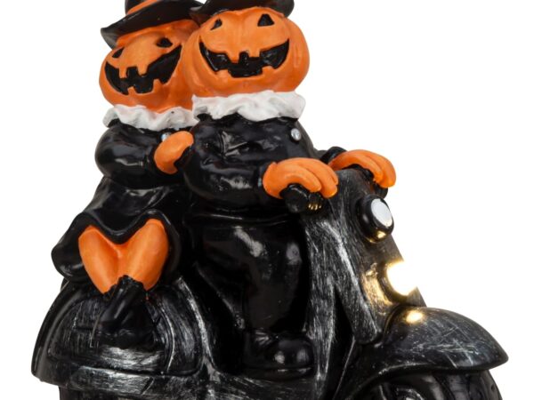 1694_1 Helovino figūrėlės ant motociklo su LED lempute h=24cm p=22cm