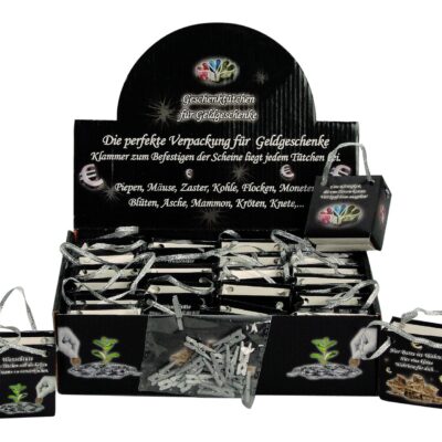 Krepšys „Pinigų dovanos“ su segtuku h=6cm p=6cm ast. Ekrane