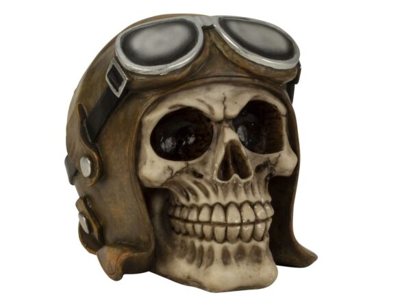 3435 Kaukolė su aviatoriaus kepure ir aviatoriaus akiniais h=13cm