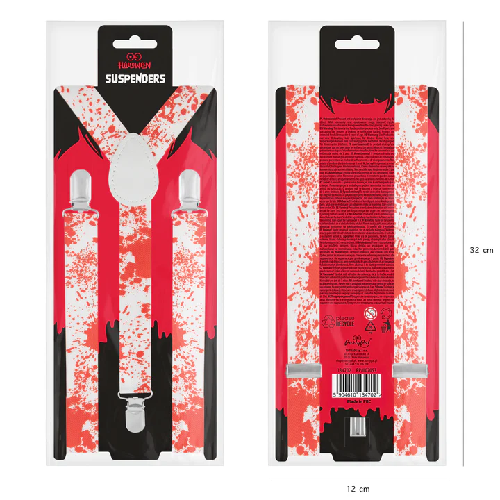 134702-2 Raudonos ir baltos kelnių petnešos, 2,5 cm