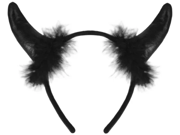 Helovino Velnio galvos juostelė, juoda, 16x19cm