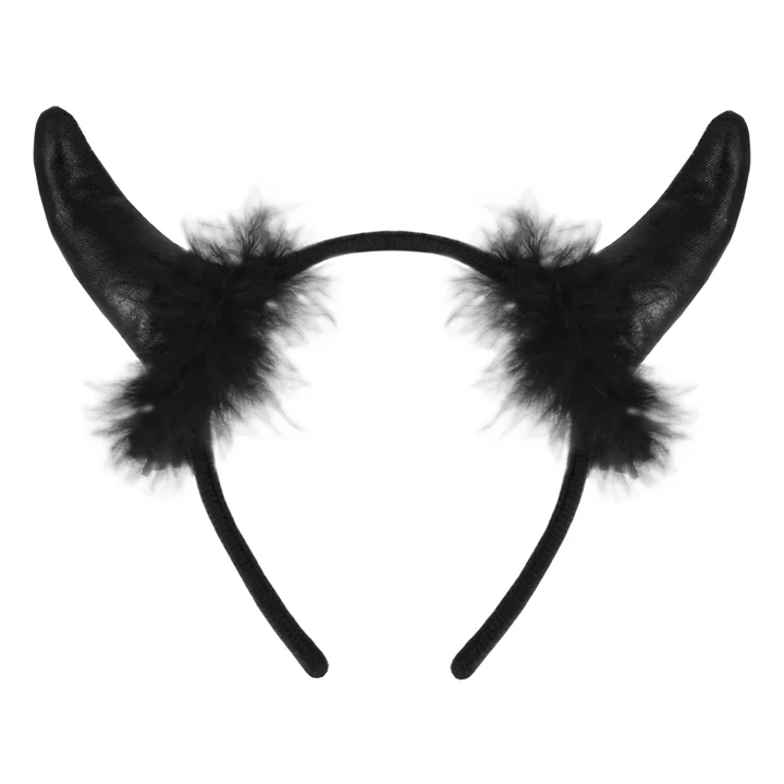 Helovino Velnio galvos juostelė, juoda, 16x19cm