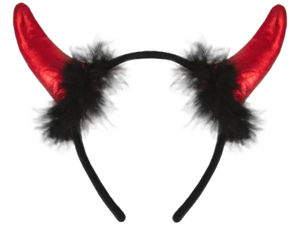 Helovino Velnio galvos juosta, juoda ir raudona, 16x19cm