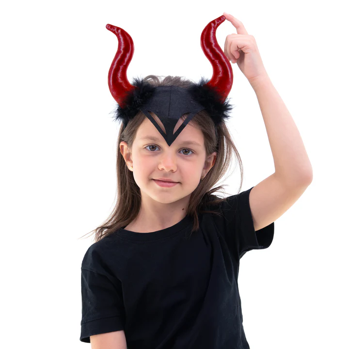 135662-1 Helovinas Devil galvos juosta juoda ir raudona 27x23cm