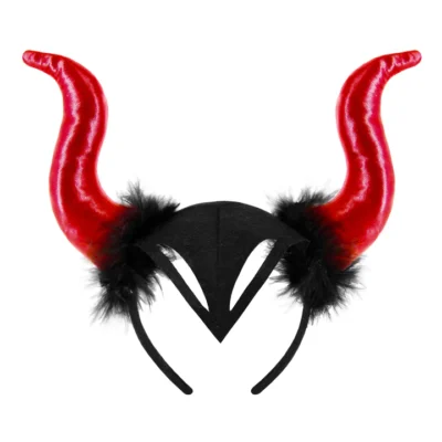 Helovinas Devil galvos juosta juoda ir raudona 27x23cm