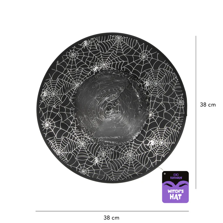 Juoda ir sidabrinė voratinklio raganos kepurė 38x32cm