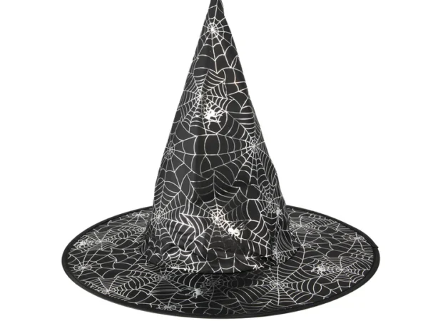 136157 Juoda ir sidabrinė voratinklio raganos kepurė 38x32cm