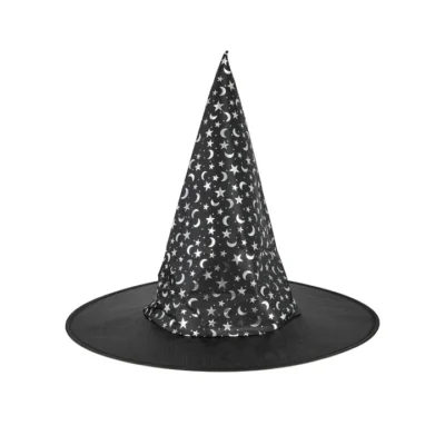 Juoda ir sidabrinė raganos kepurė 38x32cm