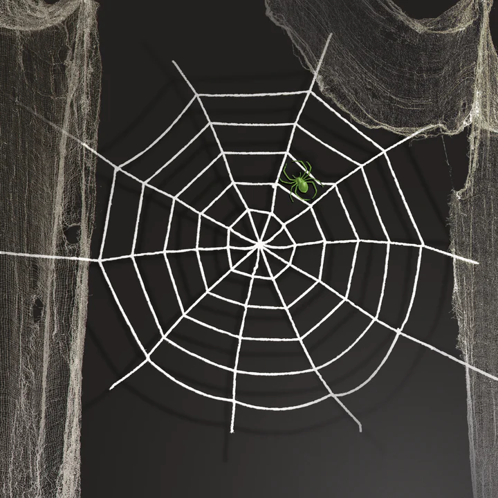 Helovino puošmena Pliušinis voratinklis, baltas, 150 cm