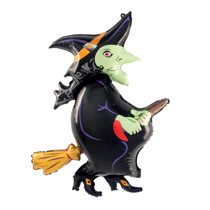 Folijinis balionas Ragana ant šluotos Helovinas 82x91cm