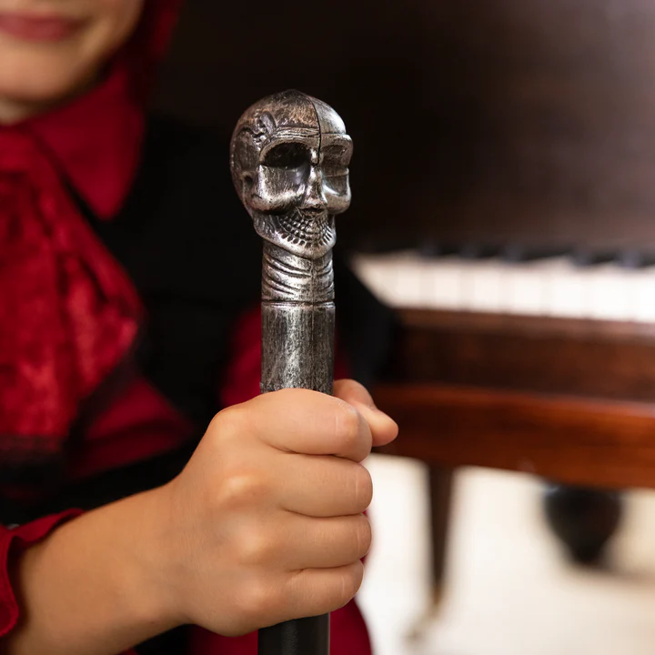 152263-4 Skeptras su kaukole, sidabrinis ir juodas, 5,5x110 cm