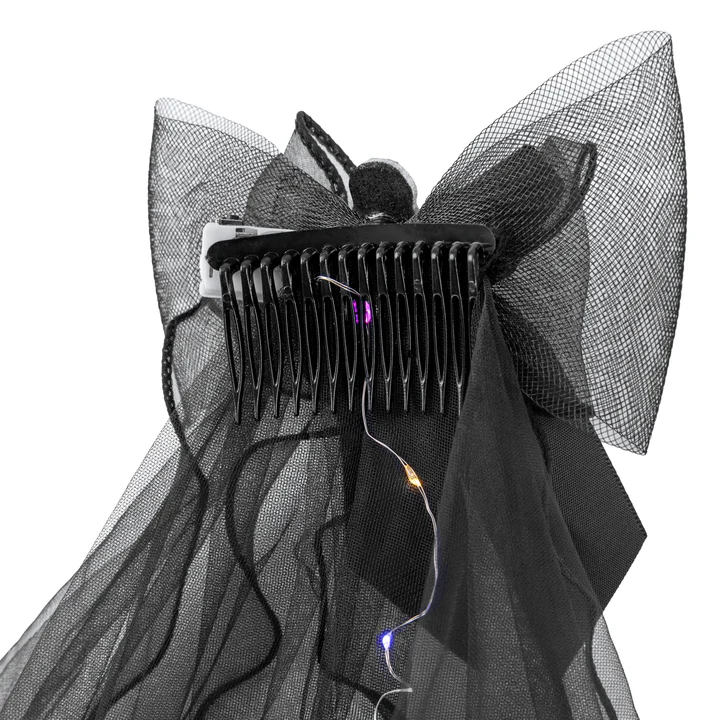 Helovino juodas LED šydas su lankeliu ir moliūgu