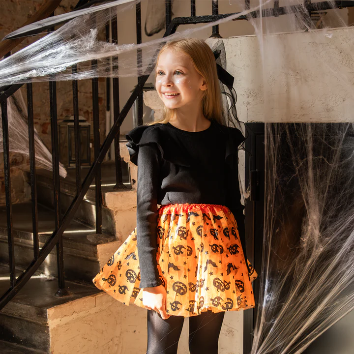 Helovino juodas LED šydas su lankeliu ir moliūgu