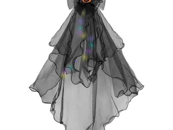 Helovino juodas LED šydas su lankeliu ir moliūgu