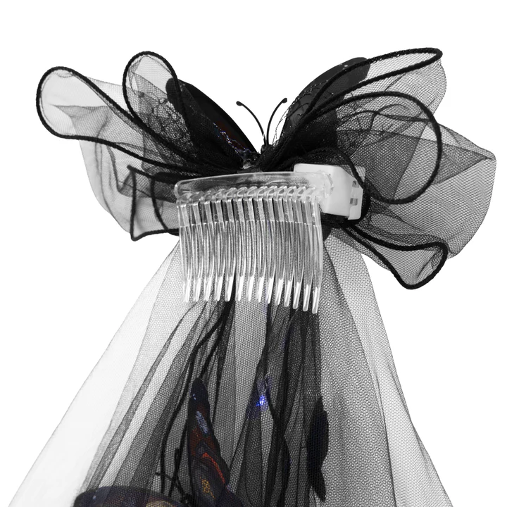 Helovino juodas LED šydas tamsus drugelis