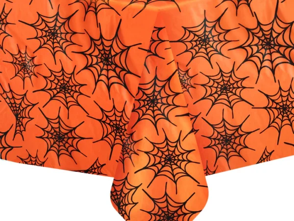 Helovino staltiesės voratinkliai oranžinės ir juodos spalvos 137x274cm