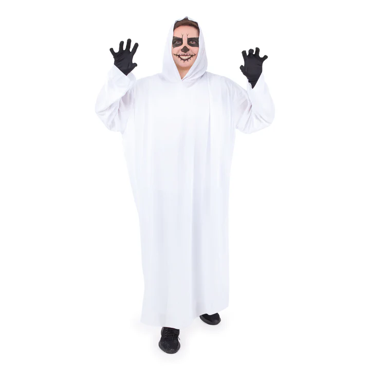 Baltas Ghost chalatas su gobtuvu, 110 cm