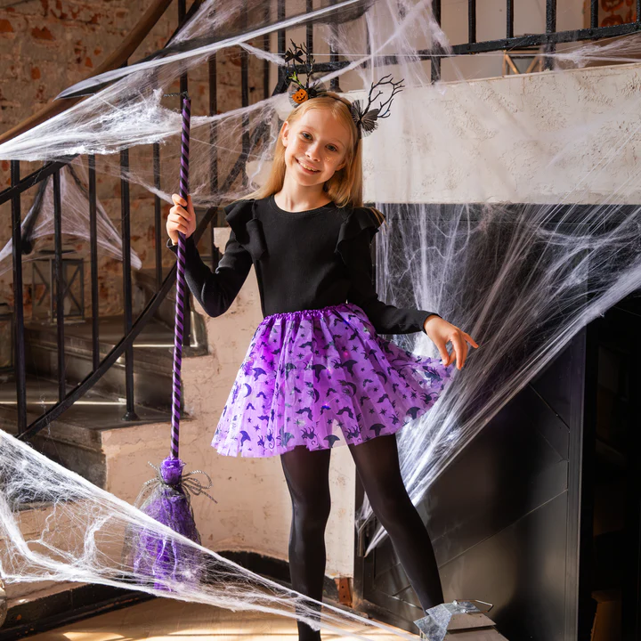 Violetinis tiulio sijonas Halloween Witch su LED 30cm