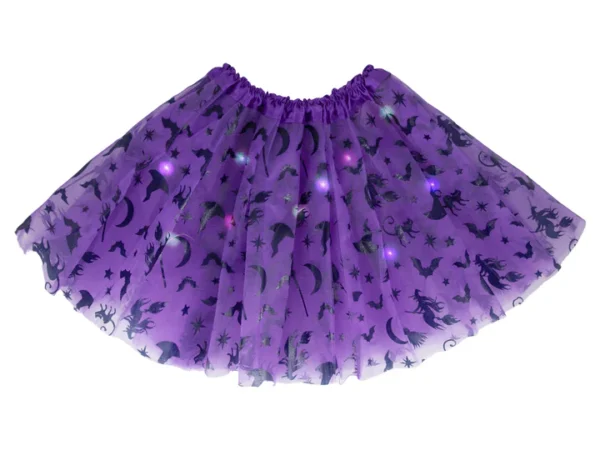 152898 Violetinis tiulio sijonas Halloween Witch su LED 30cm