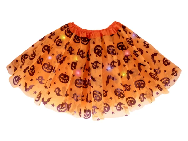 Oranžinis Halloween moliūgo tiulio sijonas su LED, 30 cm