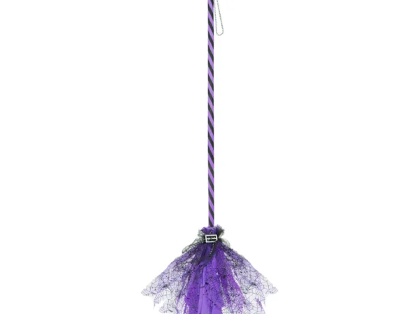 Helovino raganos šluota, violetinė, 120 cm