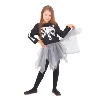 Helovino suknelė mergaitei Grey Skeleton, S dydis