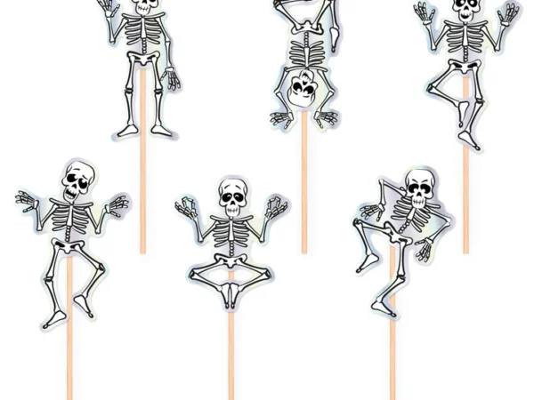 154830 Halloween Skeleton Toppers 6 vnt. sumaišyti