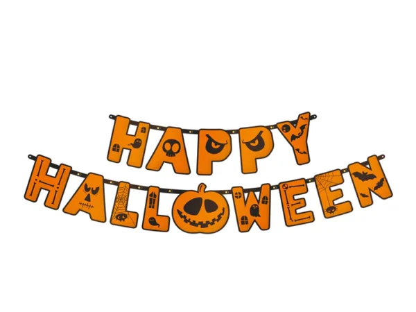 Baneris Happy Halloween su oranžiniu moliūgu 185cm