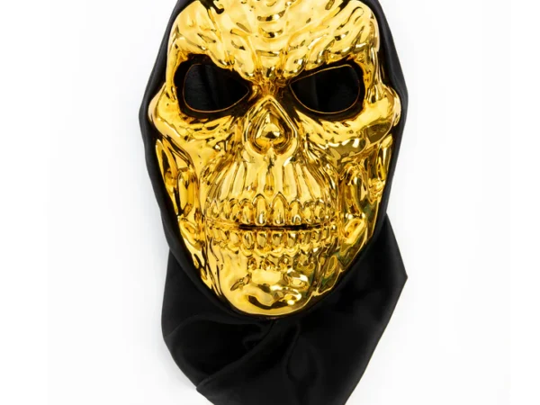 910038 Kaukolė Helovino kaukė auksinė 42x19cm