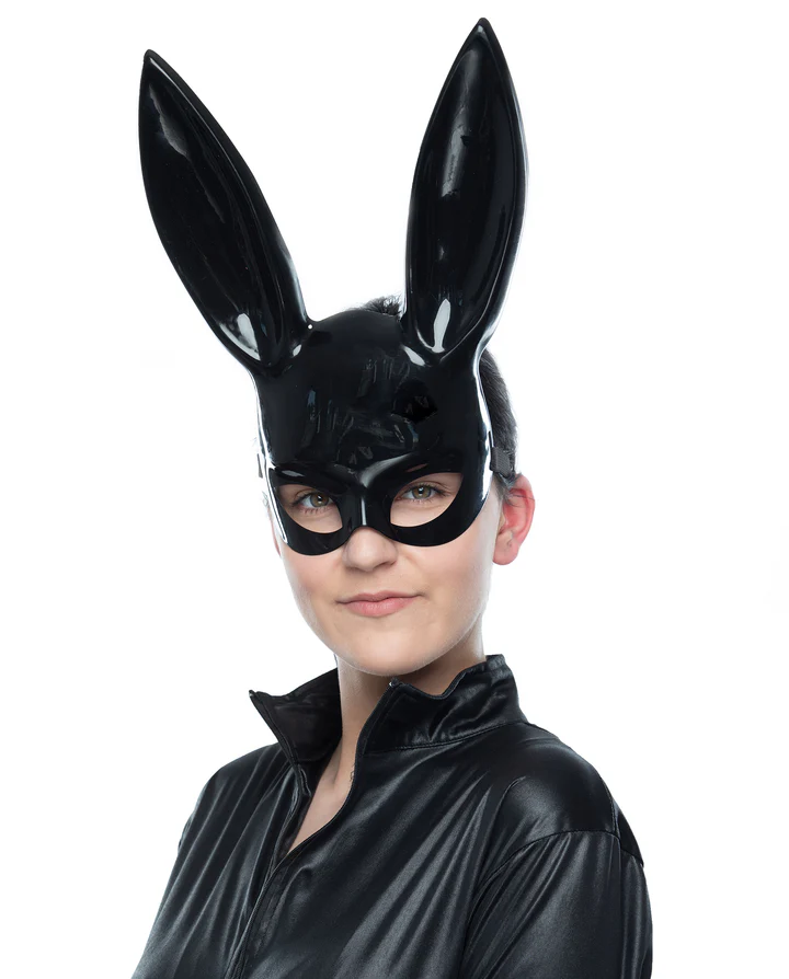 Helovino kaukė Rabbit juoda 32x24cm